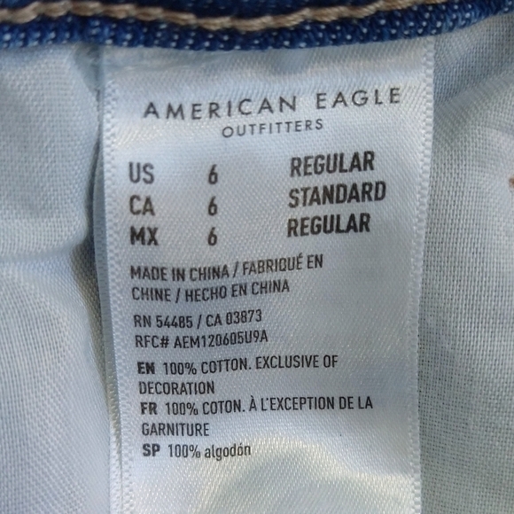 American Eagle Mom Straight Jean Distressed Plaid Panels 100% Cotton Retro-Look - Picture 10 of 14